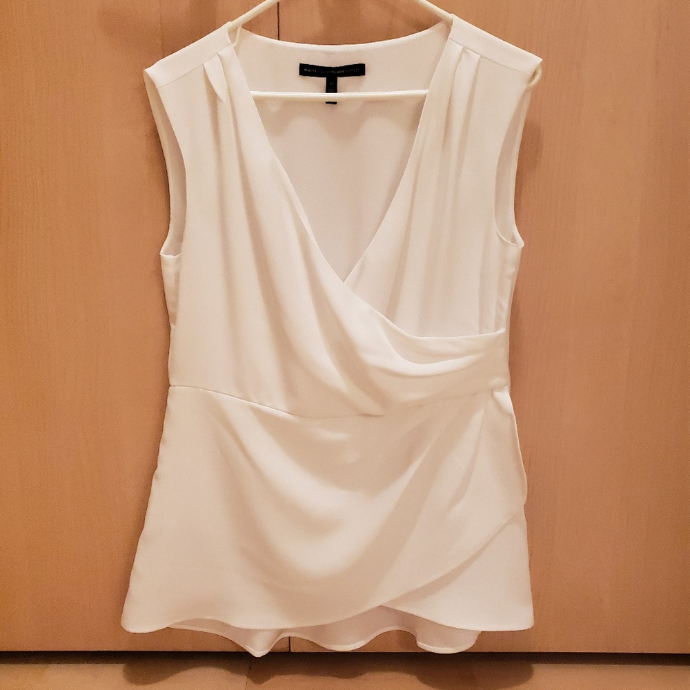 White open front peplum top